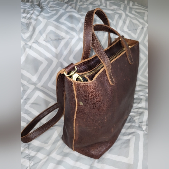 AUTHENTIC PORTLAND LEATHER GOODS  CROSSBODY / SATCHEL ZIP TOP TOTE BROWN - Picture 5 of 16